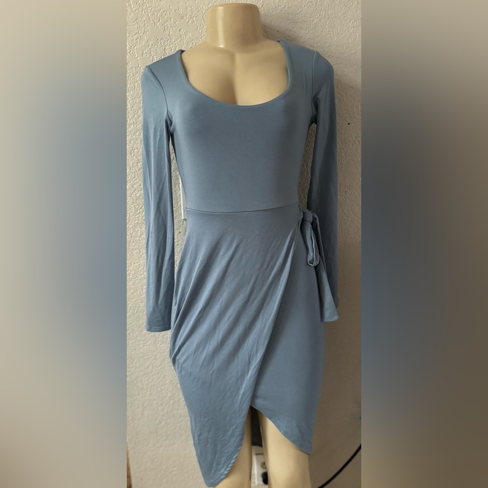 See You Monday Light Blue Long Sleeve Dress long sleeve classy elegant - Party